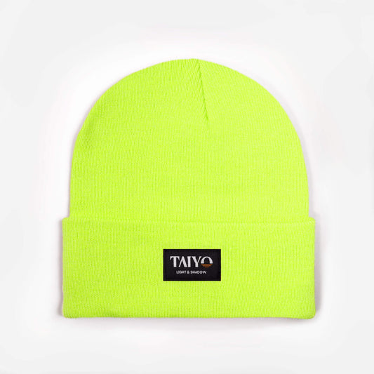 Bonnet revers jaune fluo avec patch noir