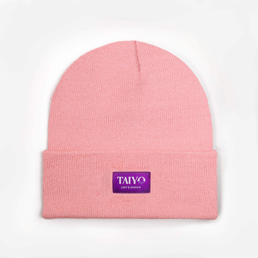 Bonnet revers rose avec patch taiyo violet