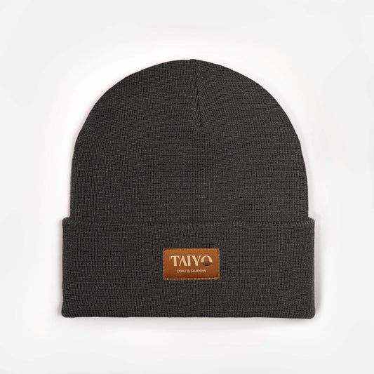 Bonnet revers gris avec patch taiyo marron