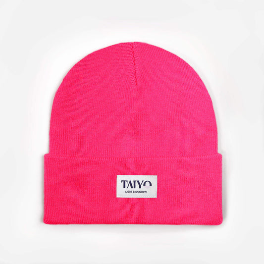 Bonnet revers fluo rose en polyester recyclé