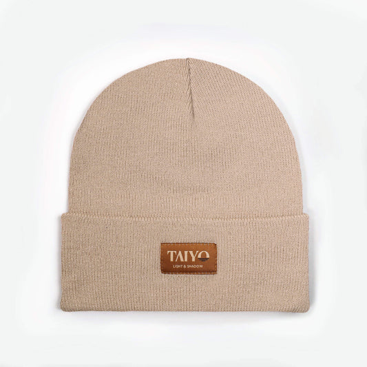 Bonnet revers beige en polyester recyclé