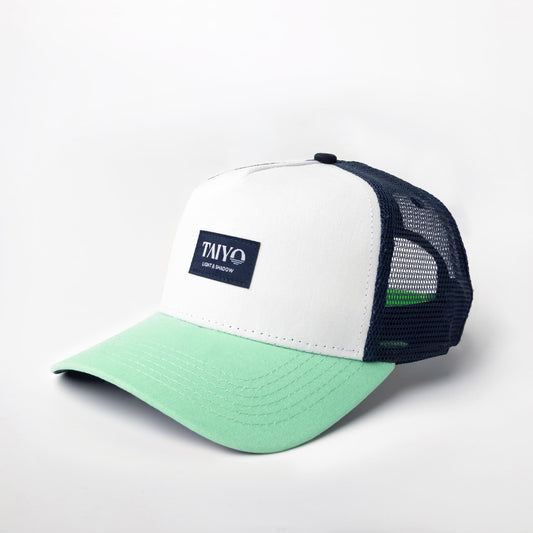 casquette trucker vert et bleu