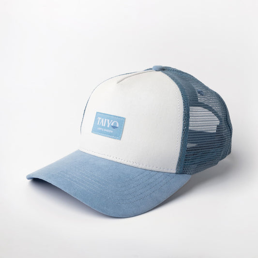 casquette trucker bleue et grise 100% eco responsable