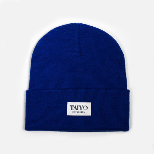 Bonnet revers bleu en polyester recyclé