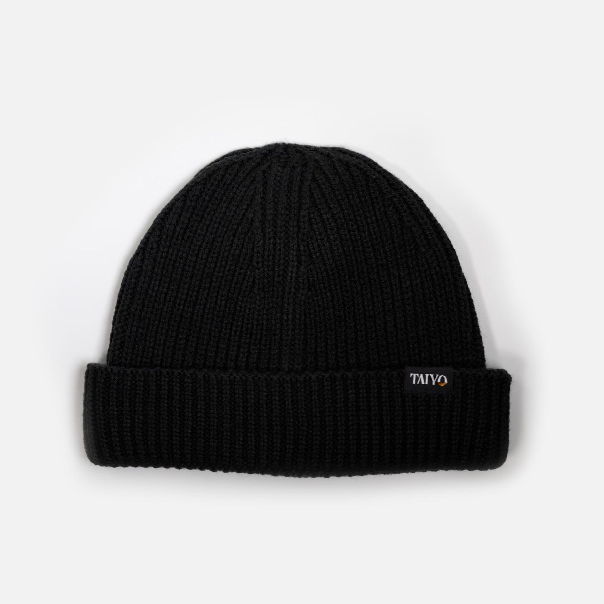 Bonnet docker en maille noir avec patch tissé taiyo
