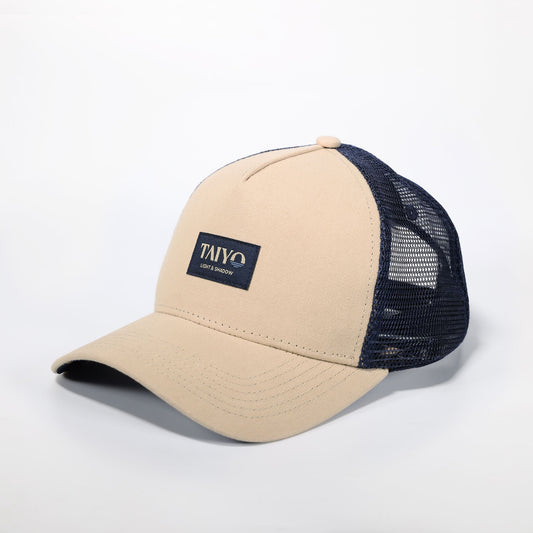 casquette trucker tigre beige et bleu marine