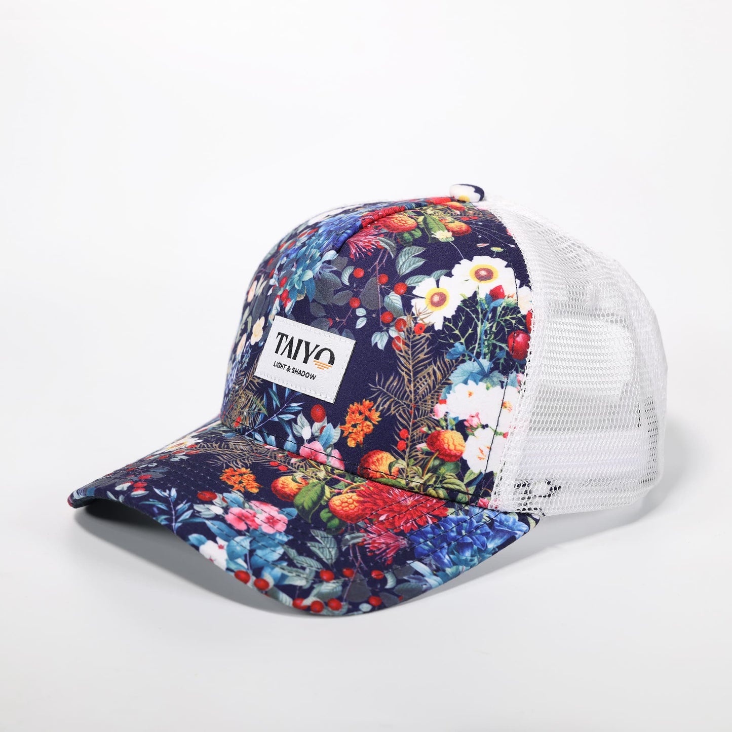 casquette trucker fleurs bleu