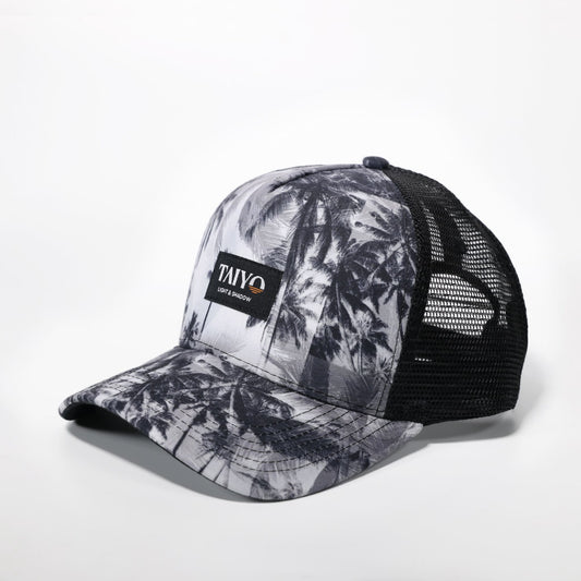 casquette trucker palmier noir et blanc