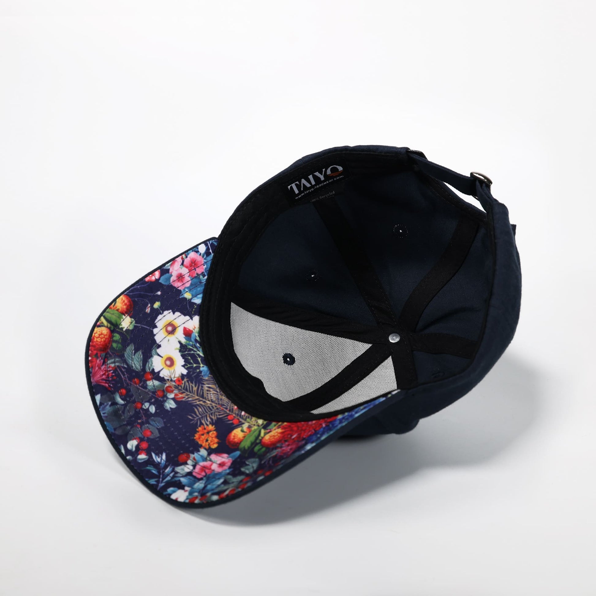 casquette baseball fleurs bleu